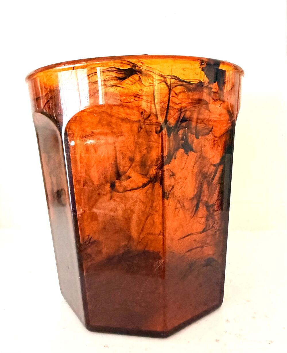 Vintage Tortoise Shell Acrylic Ice Bucket Amber 8in Barware MCM Hollywood